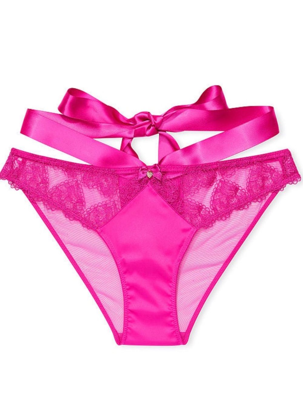 Victoria's Secret Hot Pink Lace & Satin Bikini Panty NWT never tried on limited